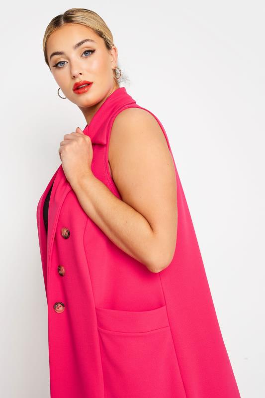 LIMITED COLLECTION Curve Hot Pink Button Front Sleeveless Blazer_E.jpg