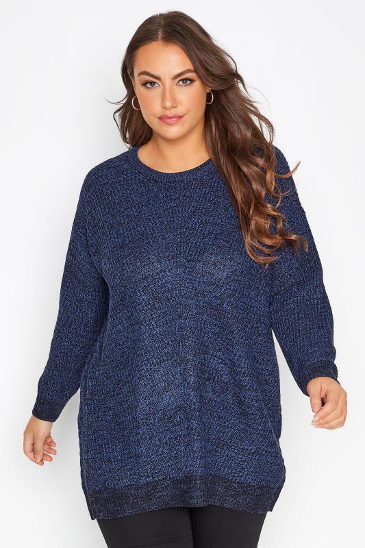 Plus Size Jumpers Curve Blue Twist Essential Knitted Jumper