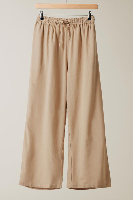 EVANS Plus Size Natural Brown Linen Trousers | Evans  5