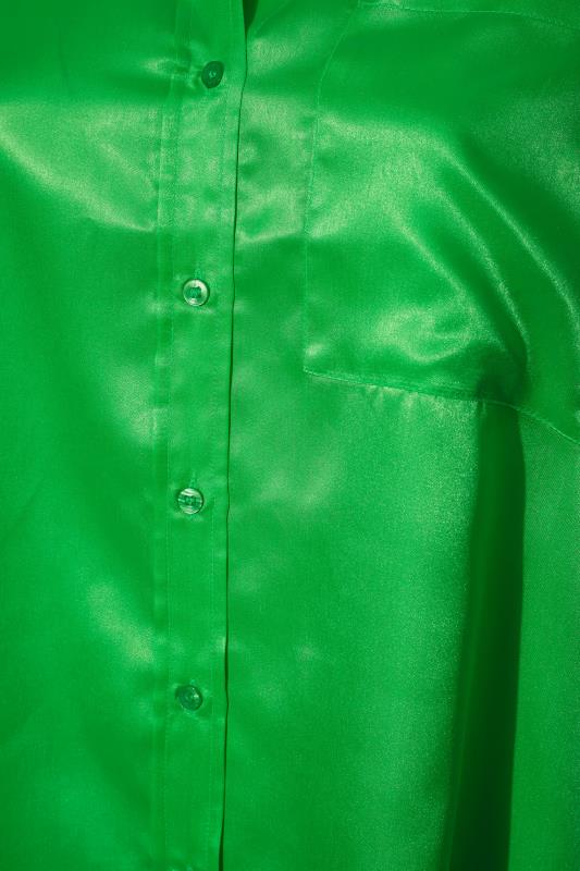 LIMITED COLLECTION Plus Size Bright Green Satin Shirt | Yours Clothing 5