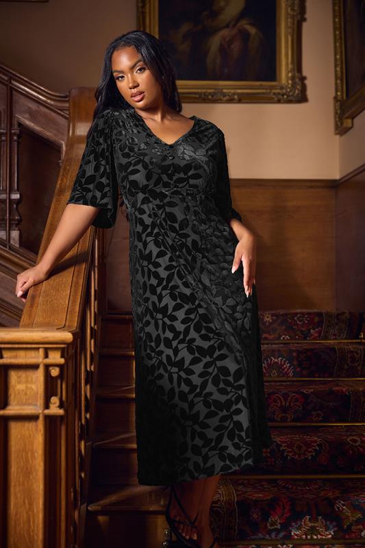 YOURS LONDON Plus Size Black Sequin V Neck Maxi Dress Yours Clothing YOURS LONDON Plus Size Black Sequin V Neck Maxi Dress Yours Clothing