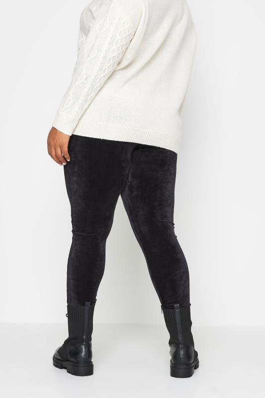 YOURS Plus Size Black Velour Leggings | Yours Clothing 3