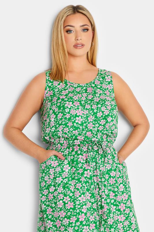 YOURS Curve Plus Size Green Floral Ditsy Print Mini Dress | Yours Clothing  4
