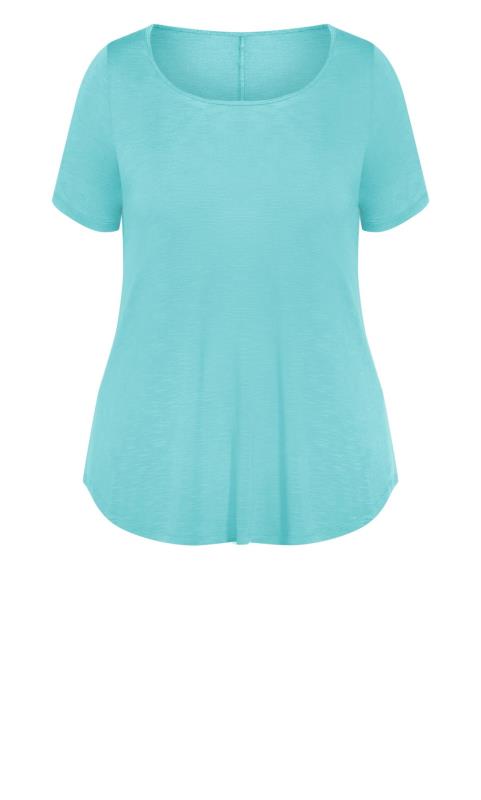 Aqua Blue Slub Short Sleeve T-Shirt 5