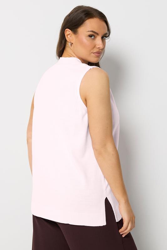 YOURS Plus Size Pink Knitted Waistcoat | Yours Clothing 2