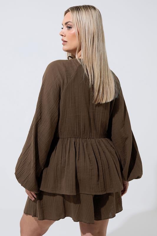 LIMITED COLLECTION Plus Size Chocolate Brown Cheesecloth Top | Yours Clothing 4