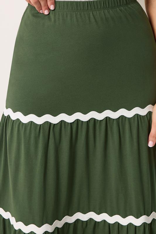 LTS Tall Women's Khaki Green Contrast Swirl Cotton Maxi Skirt | Long Tall Sally 4