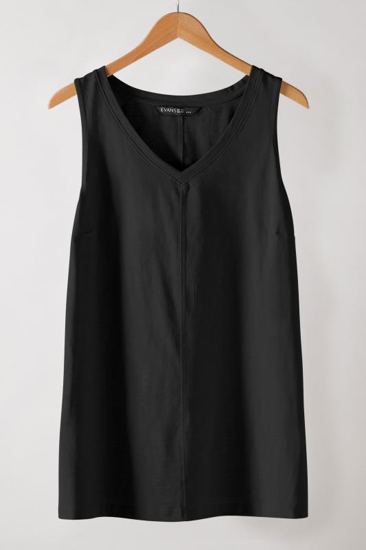 EVANS Plus Size Black Cotton Vest Top | Evans 5