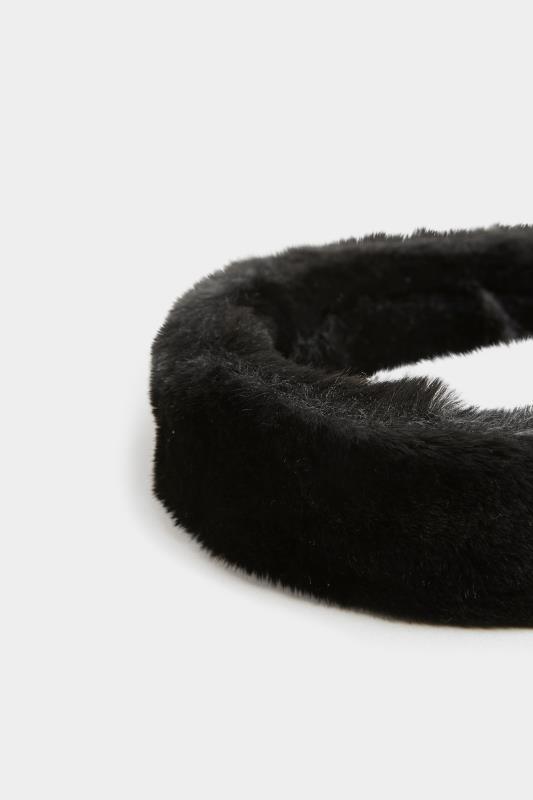 Black Faux Fur Headband  3