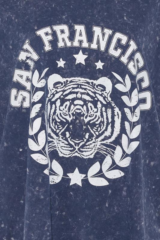 Plus Size Navy Blue Acid Wash 'San Francisco' Oversized Tunic T-Shirt | Yours Clothing 6