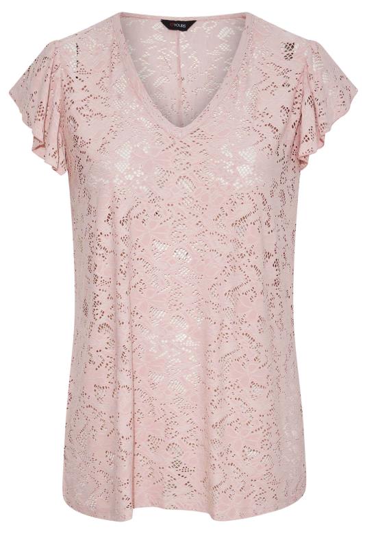 Plus Size Pink Floral Lace Top | Yours Clothing 7