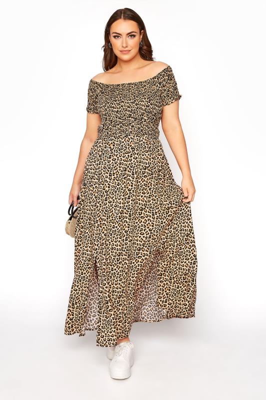 Natural Leopard Print Bardot Maxi Dress_B.jpg