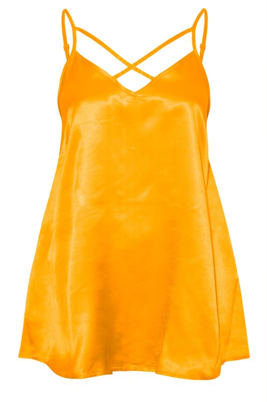 LIMITED COLLECTION Plus Size Bright Yellow Satin Cami Top | Yours Clothing  5