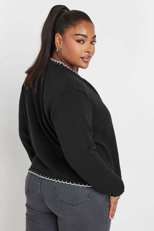 YOURS Plus Size Black Scallop Hem Knitted Cardigan Yours Clothing