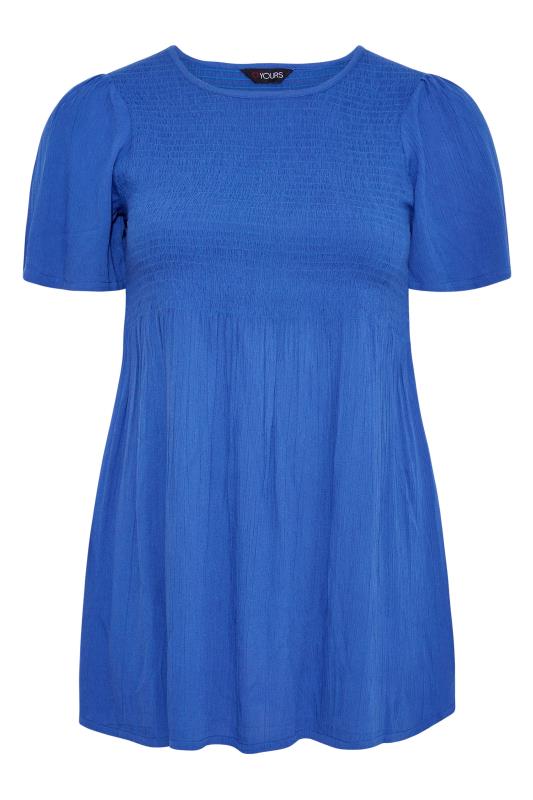 LIMITED COLLECTION Curve Royal Blue Shirred Crinkle Smock Top 6