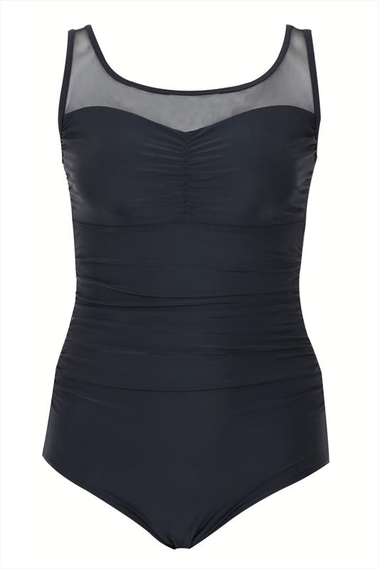 Plus Size Black Mesh Panel Swimsuit | Yours Clothing 4