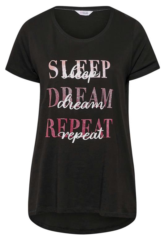 Curve Black 'Sleep, Dream, Repeat' Short Sleeve Pyjama Top| Yours Clothing 8