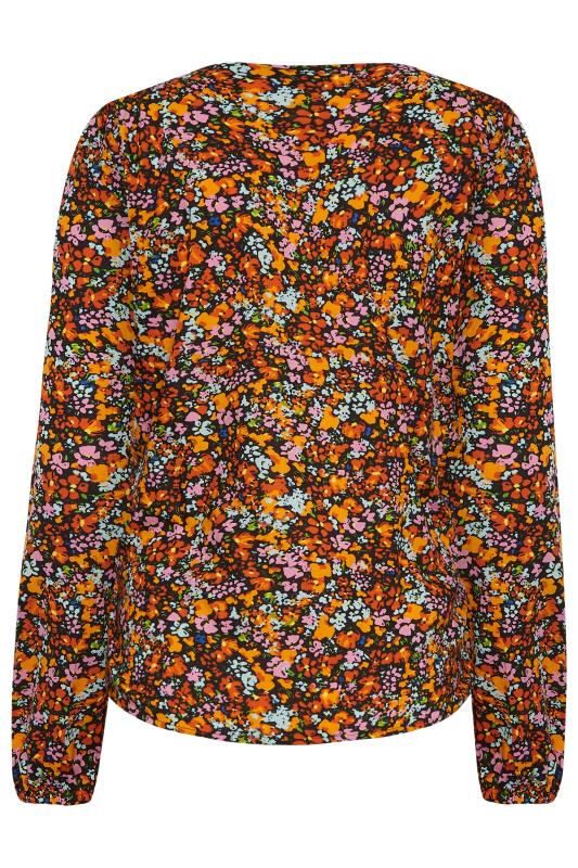 LTS Tall Orange Ditsy Floral Ruched Top | Long Tall Sally  8