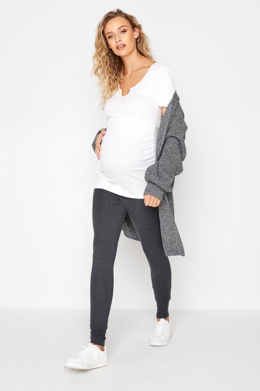 Tall Women's LTS Maternity Charcoal Grey Cotton Leggings | Long Tall Sally 1