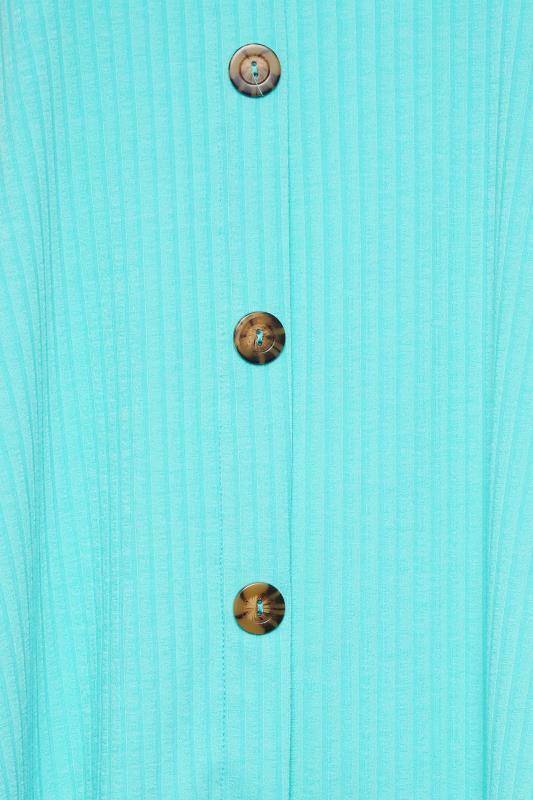 LIMITED COLLECTION Plus Size Aqua Blue Ribbed Button Cami Vest Top | Yours Clothing 5