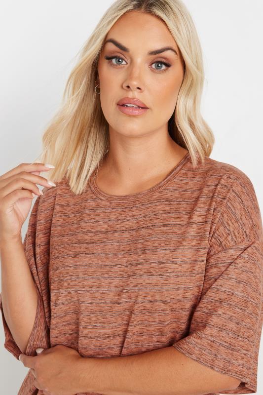 YOURS Plus Size Orange Striped Oversized Top | Yours Clothing 4