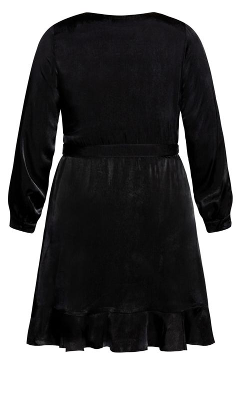 City Chic Black Long Sleeve Ruffle Wrap Dress 4