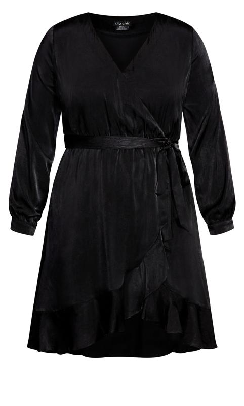 City Chic Black Long Sleeve Ruffle Wrap Dress 3
