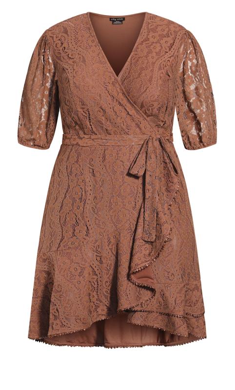 Evans Brown Lace Wrap Dress 4