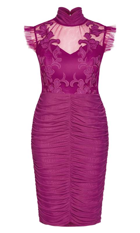 Evans Purple Lace Detail Ruched Bodycon Midi Dress 4