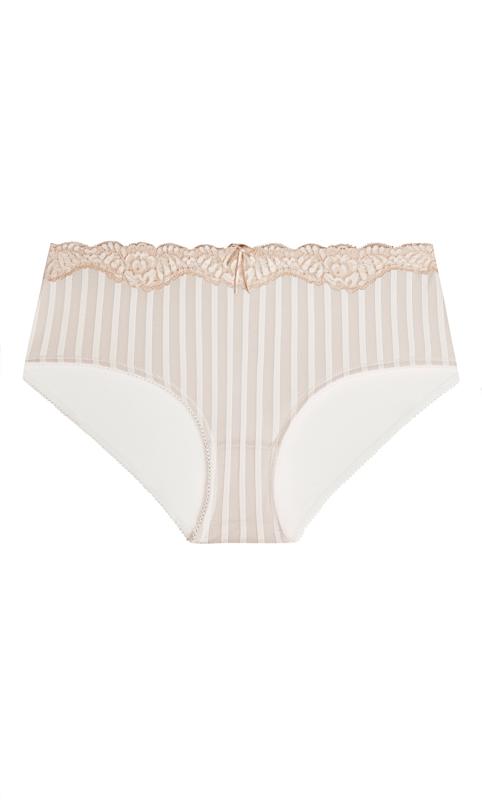 Evans Ivory White Stripe Lace Trim Knickers 3