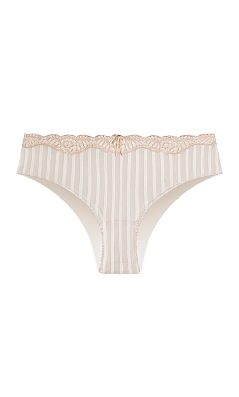Evans Ivory White Stripe Lace Trim Knickers 4