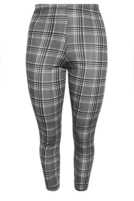YOURS Plus Size Black Check Print Leggings | Yours Clothing 4
