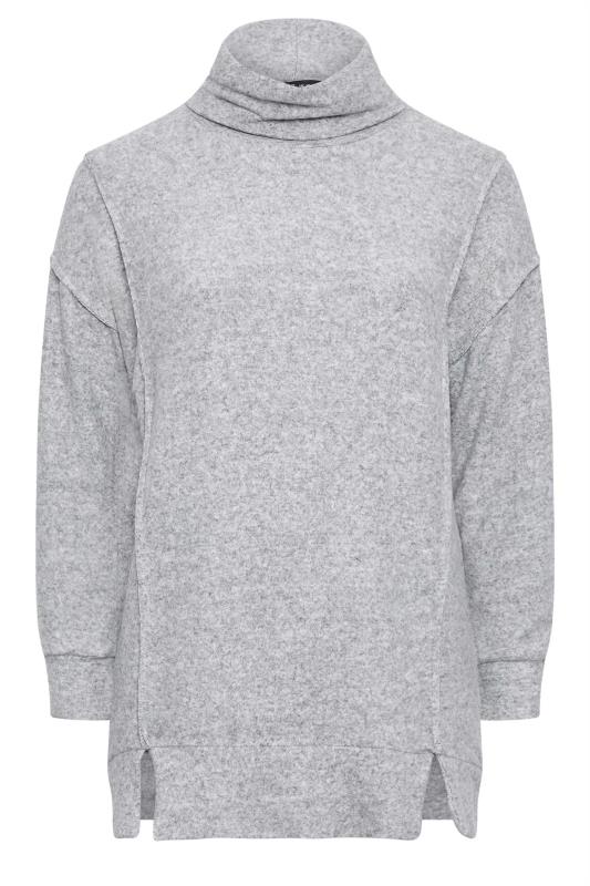 YOURS Plus Size Grey Soft Touch Turtleneck Sweatshirt | Yours Clothing 5