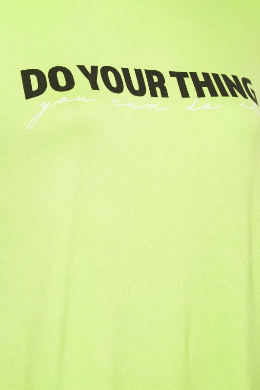 YOURS ACTIVE Plus Size Lime Green 'Do Your Thing' Slogan Top | Yours Clothing 8
