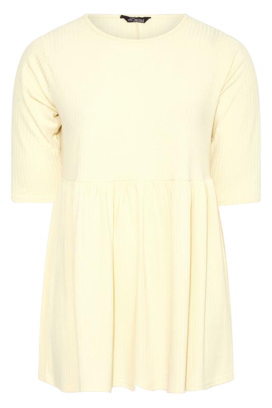 LIMITED COLLECTION Plus Size Lemon Yellow Ribbed Smock Top | Yours Clothing  6