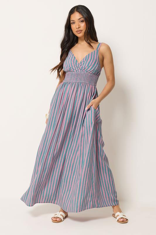  PixieGirl Petite Maxikleid in Rosa mit Streifen im Wickeldesign