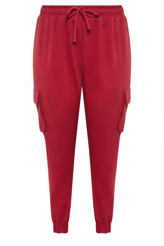 YOURS Plus Size Red Cuffed Cargo Joggers | Yours Clothing 5