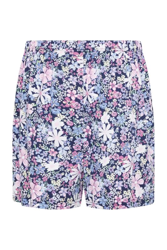 LTS Tall Women's Navy Blue Floral Print Cotton Pyjama Shorts | Long Tall Sally  6