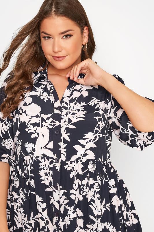 Plus Size Black Floral Print Smock Shirt | Yours Clothing 4