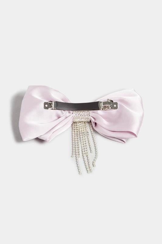 Lilac Purle Diamante Tassel Bow Hair Clip | Yours Clothing 3