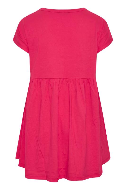 Plus Size Bright Pink Button Through Smock Top | Yours Clothing 7