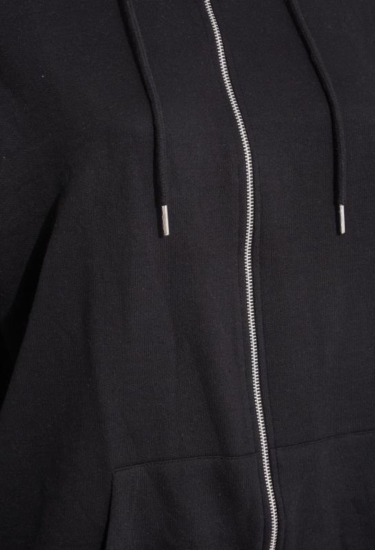 Plus Size Black Basic Zip Through Hoodie | Yours Clothing 5