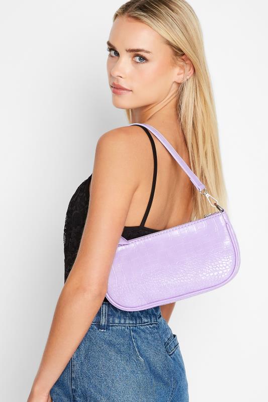 Lilac Purple Faux Croc Shoulder Bag 2