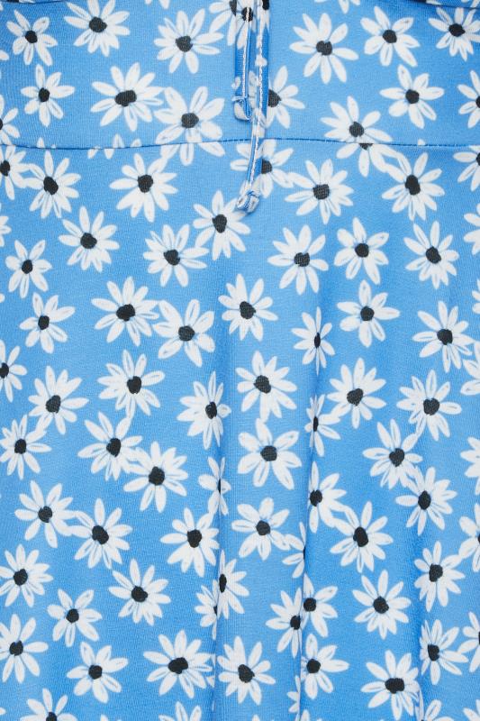 Petite Blue Daisy Print Ruched Front Dress | PixieGirl 5