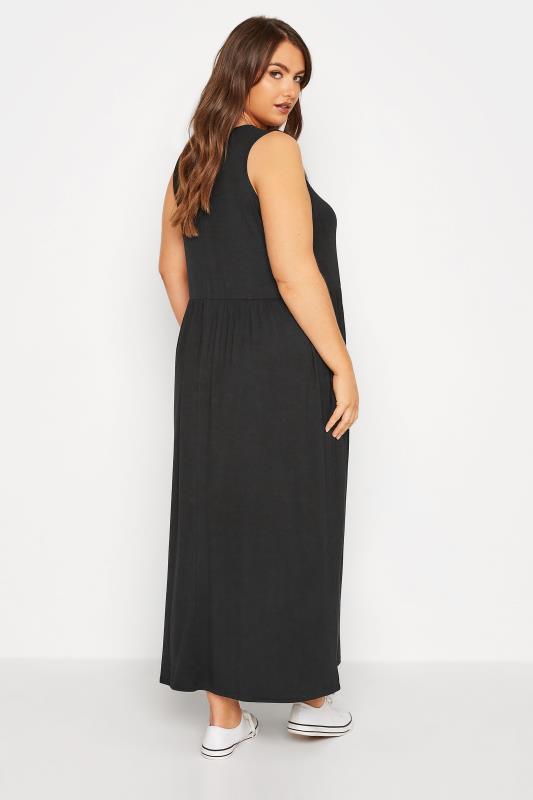 LIMITED COLLECTION Plus Size Black Sleeveless Pocket Maxi Dress | Yours Clothing 3
