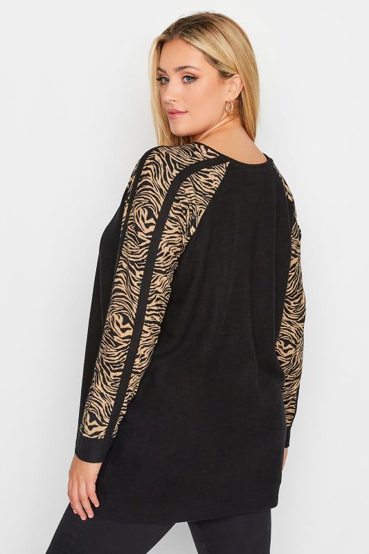 Plus Size Black Zebra Print Soft Touch Top | Yours Clothing 3