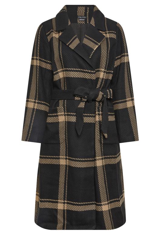 Plus Size Black & Brown Checked Coat 1