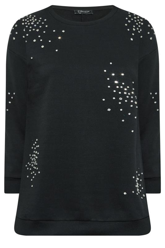 YOURS LUXURY Plus Size Curve Black Sequin Embellished Long Sleeve Sweatshirt | Yours Clothing  7
