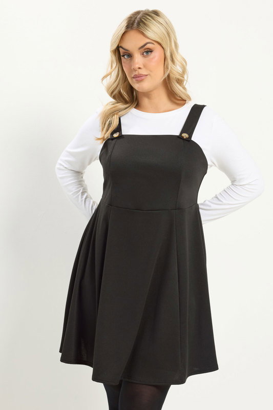 black pinafore dress plus size Yours Women's Size 16 or everyday styling Fall 25 Seiciviy Girls Velvet Dress Color:Tailored Navy