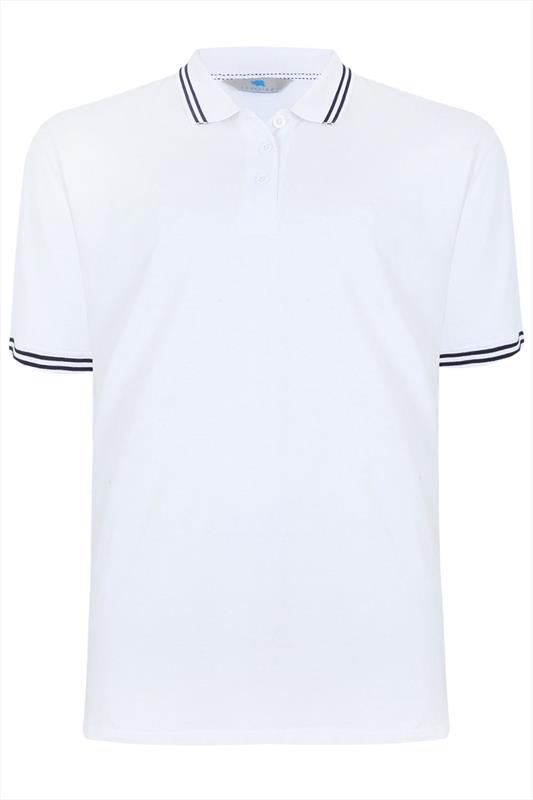 BadRhino White Textured Tipped Polo Shirt Extra large sizes M,L,XL,2XL ...